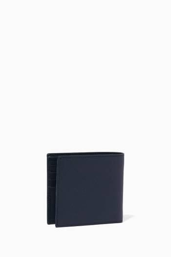 hover state of Dark-Blue Triangle Logo Saffiano Leather Bill-Fold Wallet