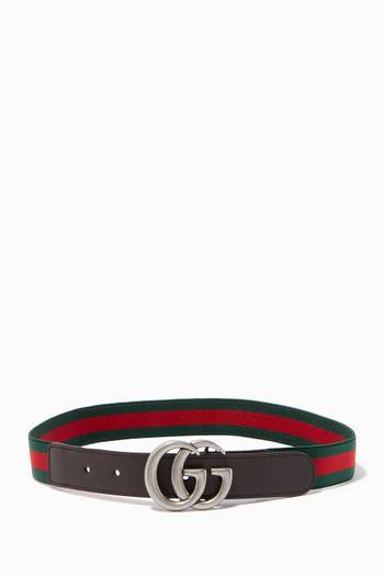 hover state of Brown Striped 'GG' Logo Belt  