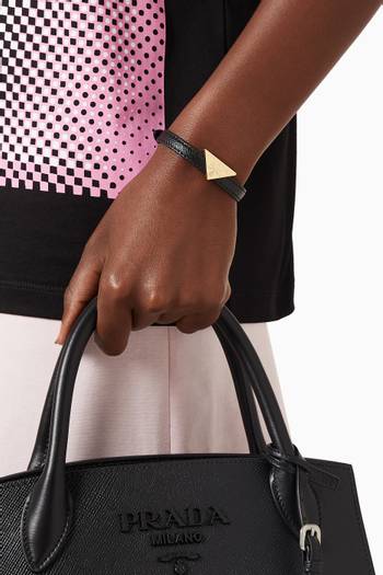 hover state of Triangle Logo Bracelet in Saffiano Leather   