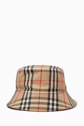 hover state of Bucket Hat in Vintage Check Cotton Blend     