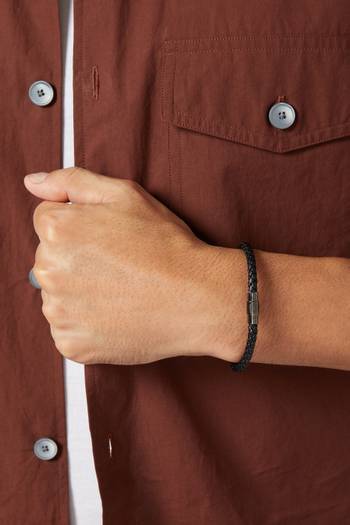 hover state of Sergio Leather Bracelet in Woven Grain Leather   