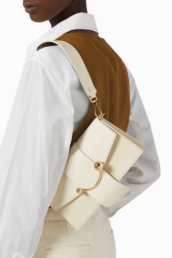 hover state of Mini Crescent Shoulder Bag in Leather 
