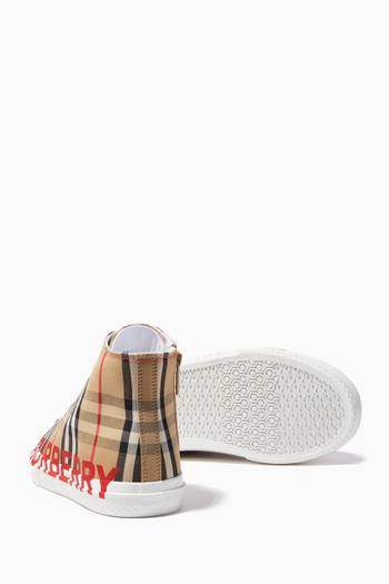 hover state of Logo High-top Sneakers in Vintage Check Cotton  