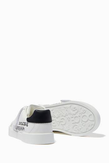 hover state of Portofino Light Sneakers with Logo in Leather