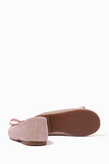 hover state of Grosgrain Bow Ballerinas in Glitter Fabric       