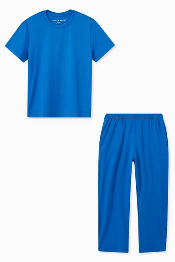 hover state of Basel Jersey Pyjama Set in Cotton, Set of 2