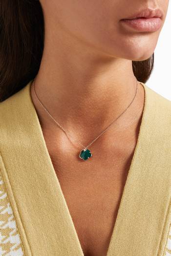 hover state of Petit Joli Diamond Necklace with Green Agate in 18kt Rose Gold