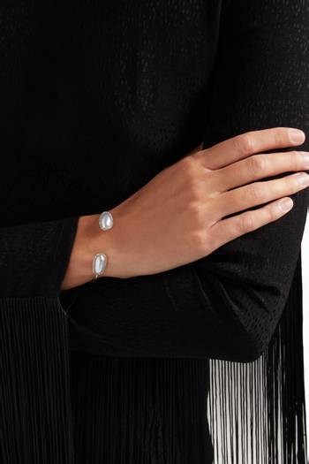 hover state of Zoja Pandore Pearl Cuff Bracelet with Diamonds in 18kt White Gold     