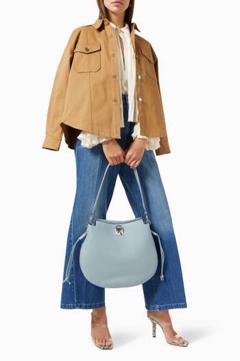 hover state of Iris Hobo Shoulder Bag in Heavy Grain Leather   