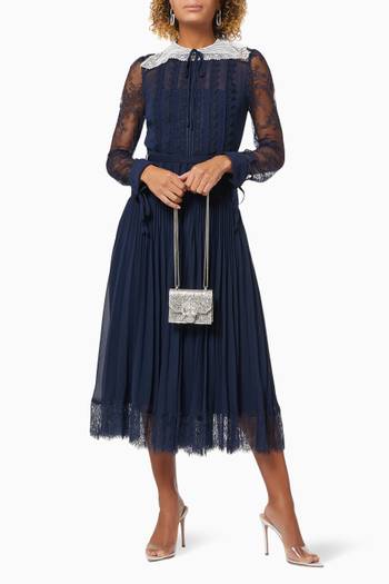 hover state of Lace Trim Midi Dress in Recycled Polyester