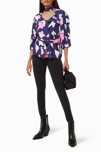 hover state of Printed Belt Blouse in Viscose 