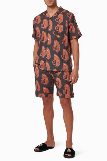 hover state of Sansindo Tiger Pyjama Shorts in Cotton 