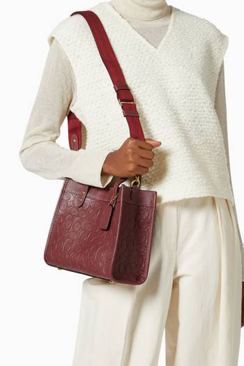 hover state of Field Tote 22 in Signature Embossed Leather  