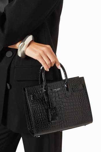 hover state of Nano Classic Sac de Jour in Croc-embossed Shiny Leather         