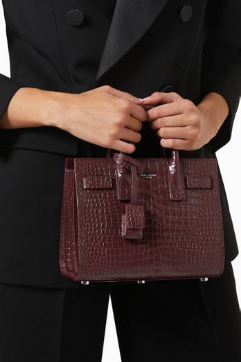 hover state of Nano Classic Sac de Jour in Croc-embossed Shiny Leather         