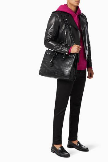 hover state of Sac De Jour Thin Large in Crocodile-embossed Leather   