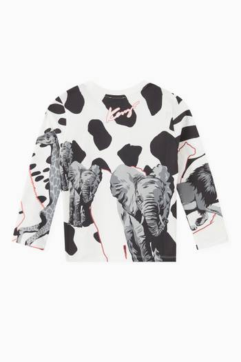 hover state of Leopard & Tiger Print T-shirt in Cotton Jersey 