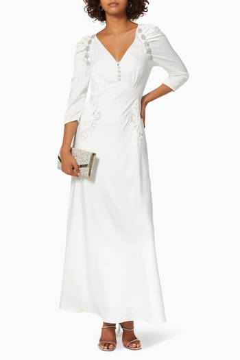 hover state of Diamante Trim Maxi Dress in Recycled Polyester