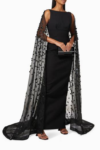hover state of Hamlin Cape Gown in Bonded Crepe  