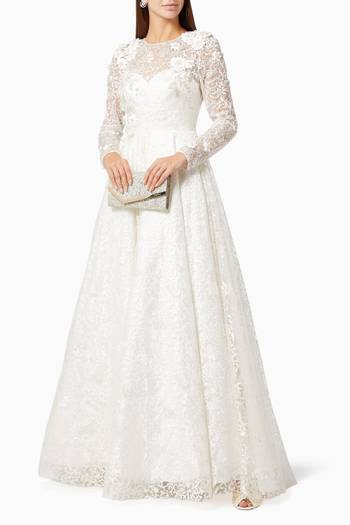 hover state of Floral Applique Gown in Lace