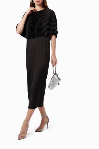 hover state of Loren Pleated Cape Dress in Satin   