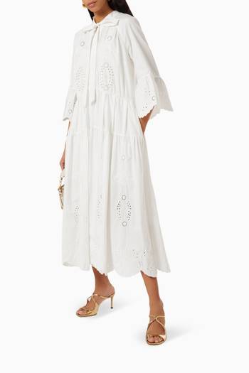 hover state of Maxi Dress in Embroidered Cotton    
