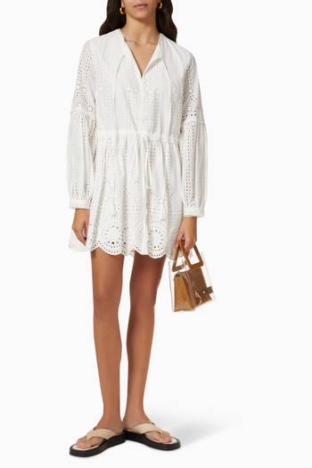 hover state of Anita Mini Dress in Broderie Anglaise Cotton 