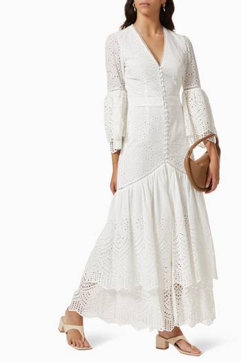 hover state of Lua Maxi Dress in Broderie Anglaise Cotton  