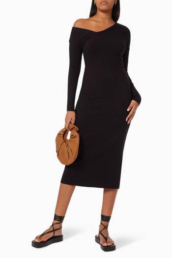hover state of Carved Midi Dress in Allow Rib Knit 