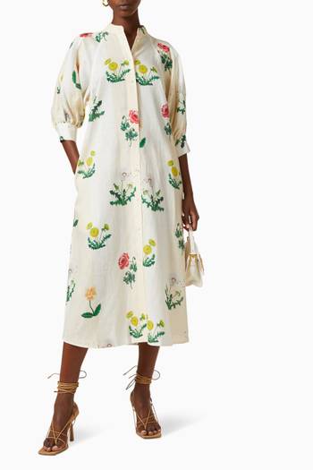hover state of Poppy Print Dress in Linen  