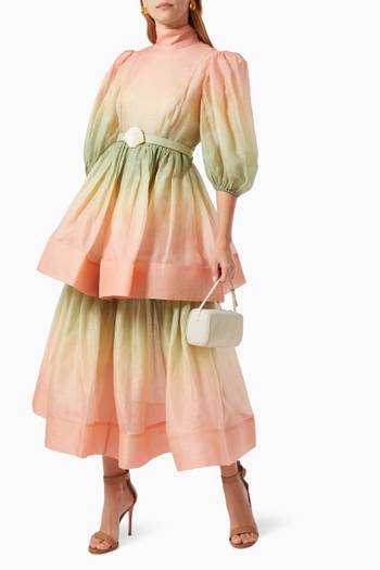 hover state of Postcard Puff Sleeve Midi in Silk 