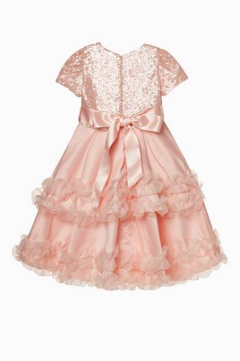 hover state of Sequined Dress with Ruffle Tulle Trims  
