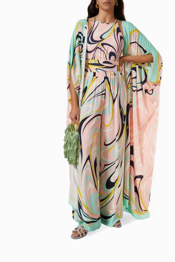 hover state of Onde Print Kaftan Dress in Rayon 