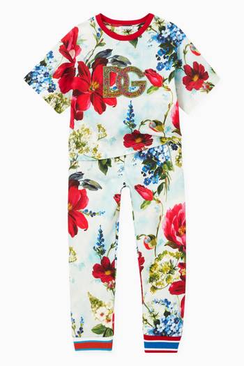 hover state of Floral Print Jogging Pants in Jersey