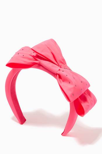 hover state of Rhinestone Double Bow Headband in Satin   