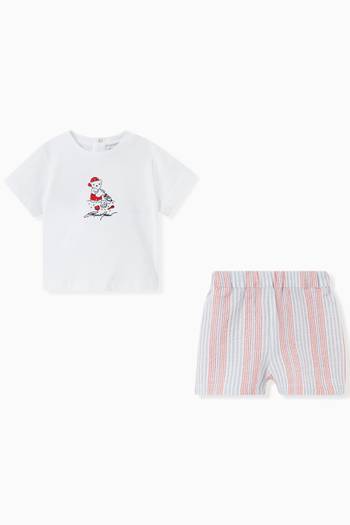 hover state of Manga Bear Print T-shirt & Shorts in Seersucker Cotton  