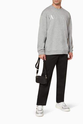 hover state of Metallic Patch Pocket Sweatshirt in Cotton Jersey
