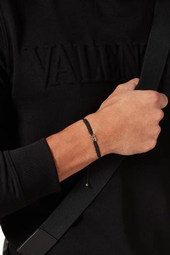 hover state of Valentino Garavani VLOGO Bracelet in Waxed Cotton & Metal