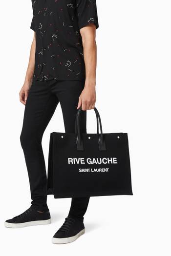 hover state of حقيبة يد كبيرة قنب وجلد بشعار Rive Gauche