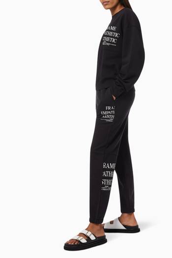 hover state of Mixed Graphic Shirred Sweatpants in Jersey  