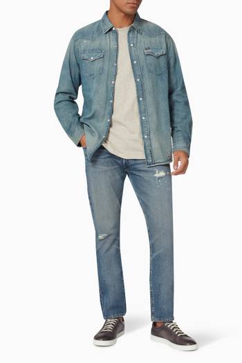 hover state of Western Shirt in Distressed Denim 