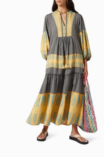 hover state of Zakar Tassel Maxi Dress in Cotton 