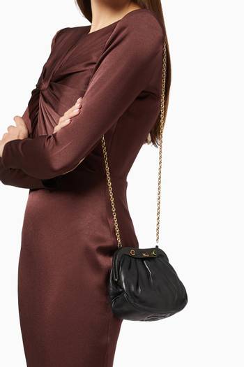 hover state of Gripoix Glass Pearls Crossbody Bag in Leather