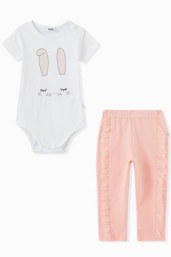 hover state of Bunny Print Bodysuit & Sweatpants in Cotton Jersey   