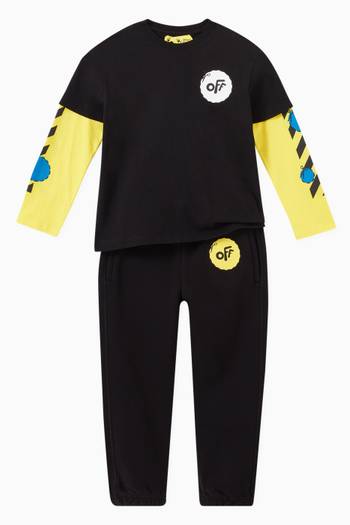 hover state of Hole Logo Print Sweatpants in Cotton Jersey 