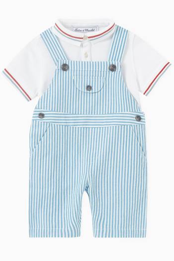 hover state of Striped Dungarees in Seersucker 