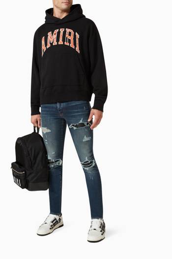 hover state of MX1 Distressed Skinny Jeans in Stretch Denim & Leather