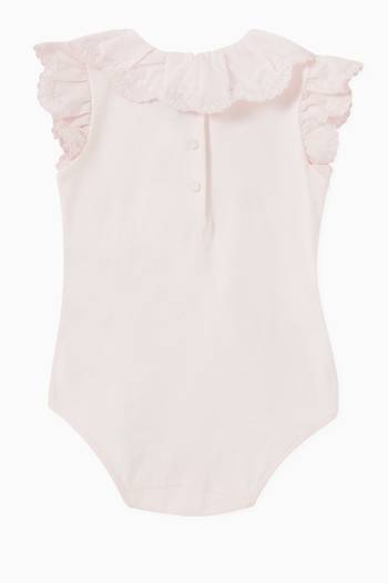 hover state of Embroidered Ruffle Bodysuit in Soft Cotton 
