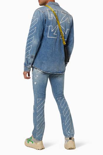 hover state of Diag Outline Paint Shirt in Denim 