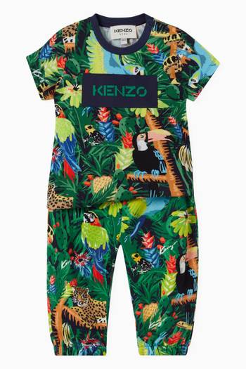hover state of Tropical Print Sweatpants in Cotton 